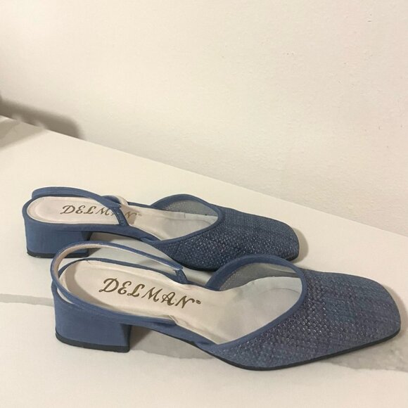 Delmar Slingback Blue Kitten Heels m - size 7 1/2 🇺🇸 - Picture 1 of 9